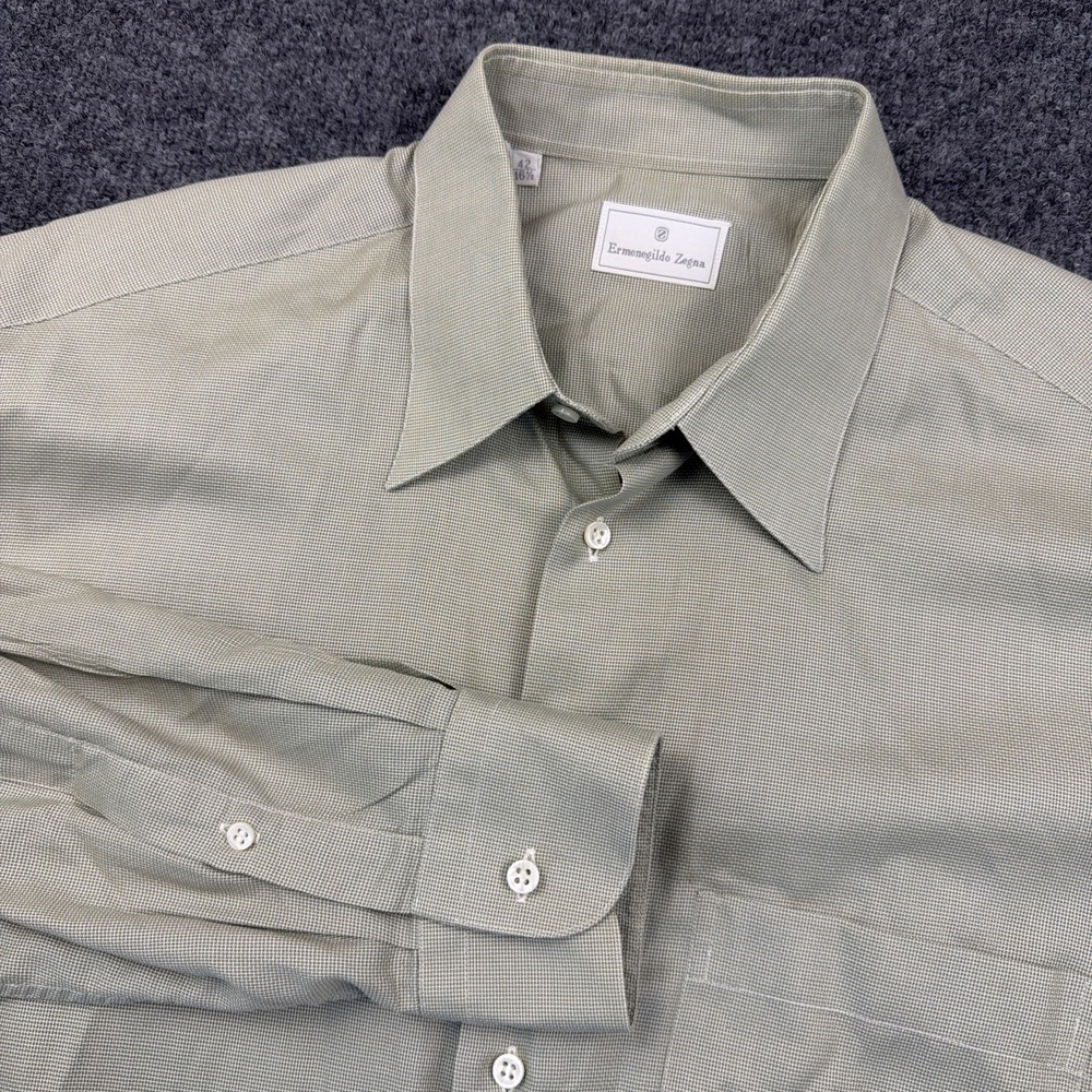 Ermenegildo Zegna greenish taupe dress shirt made in Spain 16 1/2 x 42 Large